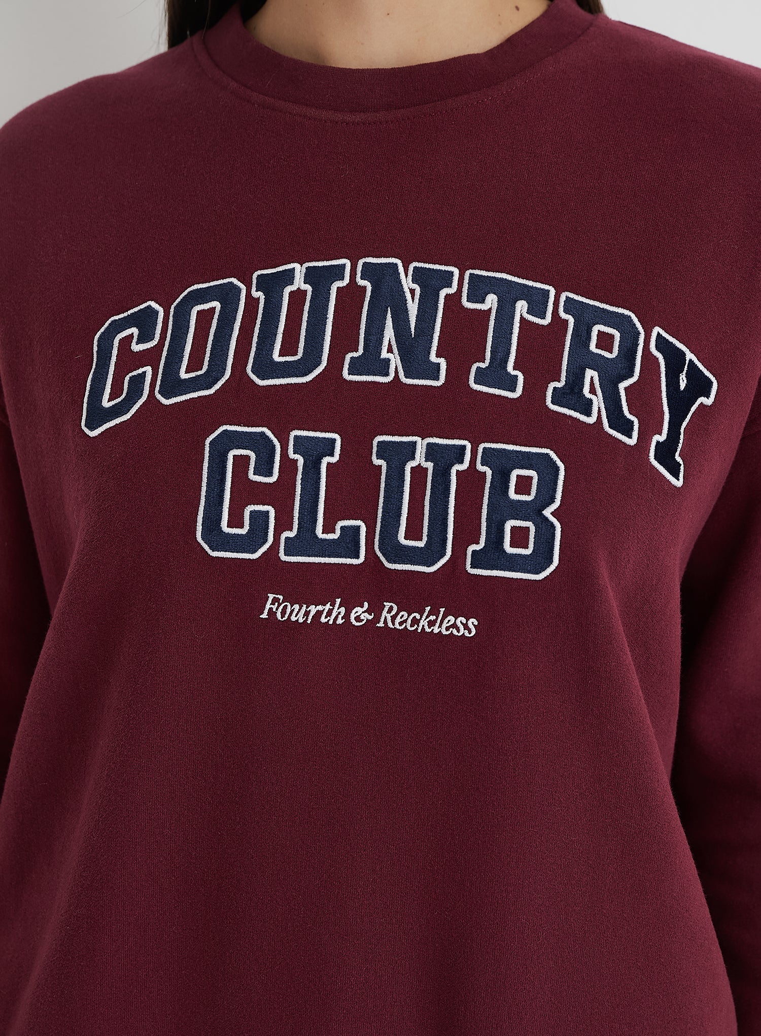 Burgundy Country Club Slogan Classic Longline Sweatshirt